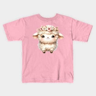 Adorable Baby Sheep Boho Babies A Whimsical Watercolor Gathering Kids T-Shirt